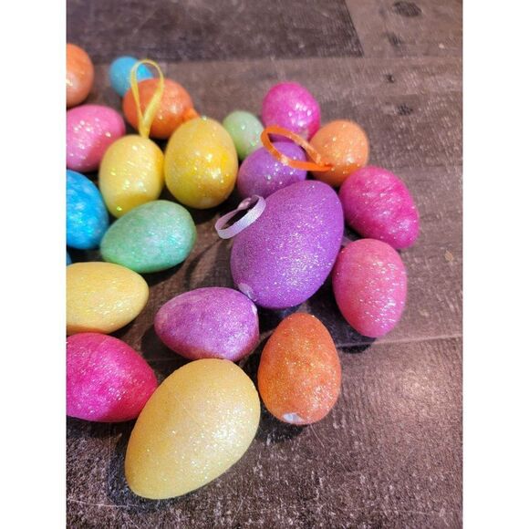 Multicolor Easter egg glitter ornament set home decor - Picture 3 of 7